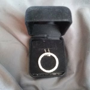 Diamond zirconia circle necklace